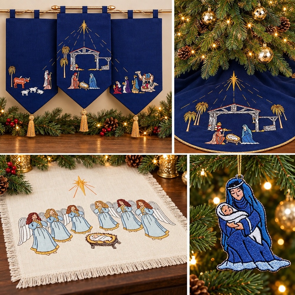 Sewing With Nancy Peace on Earth Embroidery Patterns Kit Christmas Holiday